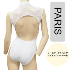 画像1: 【PARIS】レースオープンバック ハイネックレオタード (1)