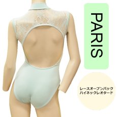 画像1: 【PARIS】レースオープンバック ハイネックレオタード (1)