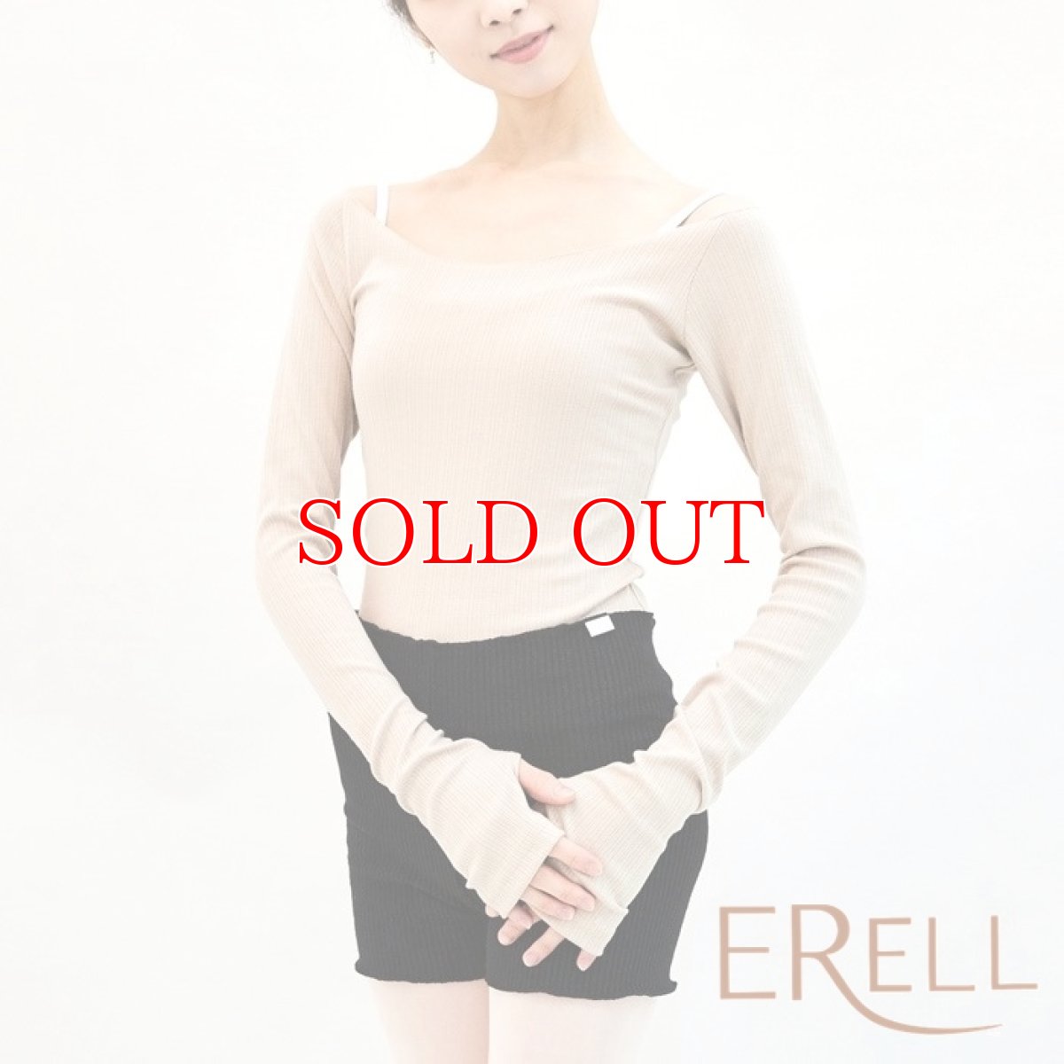 ERELL（エレル） HONEY BEE RIB バレエトップス ベージュ｜ダンスケイト