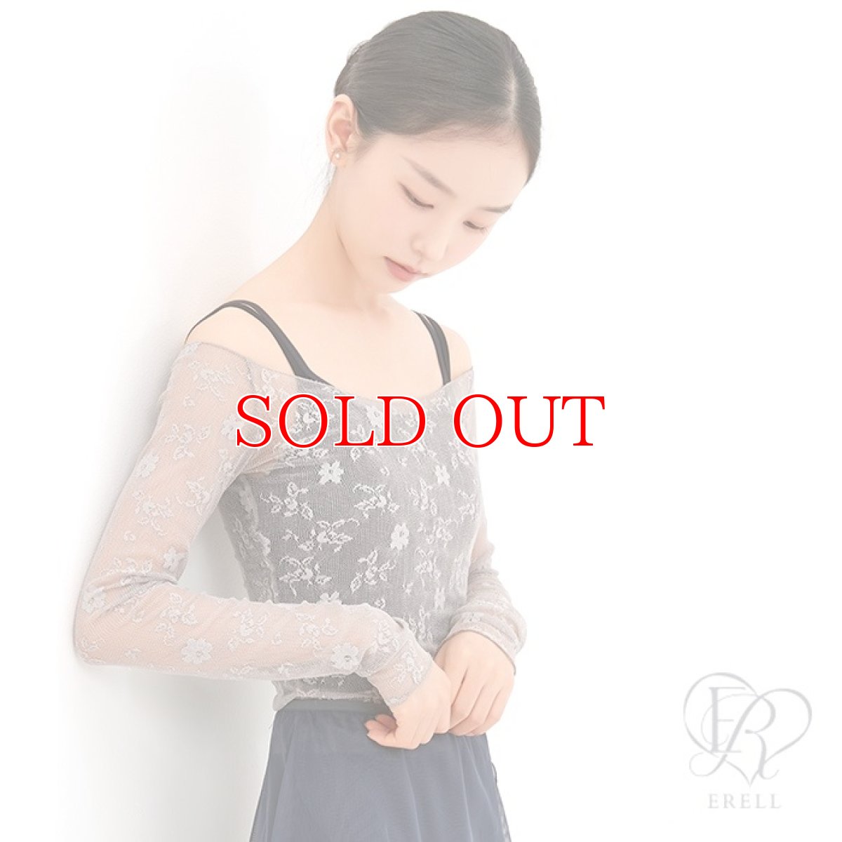 画像2: ERELL（エレル）EVENING レースロングスリーブトップス｜グレー (2)