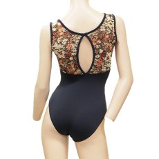画像3: 限定【MEGAN】ブラウンフラワーメッシュ ホールバック レオタード (3)