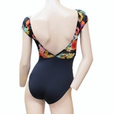 画像3: 限定【MALTA】ワイルドフラワーメッシュ フレンチスリーブVバック レオタード (3)