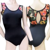 バレエ用品の【NANCY】ブラックローズメッシュ フレンチスリーブ バレエ用品の【NANCY】ブラックローズメッシュ フレンチスリーブ