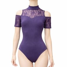 バレエ用品のダンスケイト オフショルダーレオタード ダークパープル