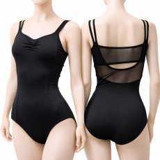 画像1: 【LEXI】ダブルストラップメッシュホールバック レオタード (1)