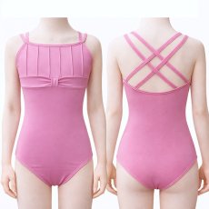 画像4: 【DYNA】チャイルド｜ダブルストラップ フロントリボンレオタード (4)