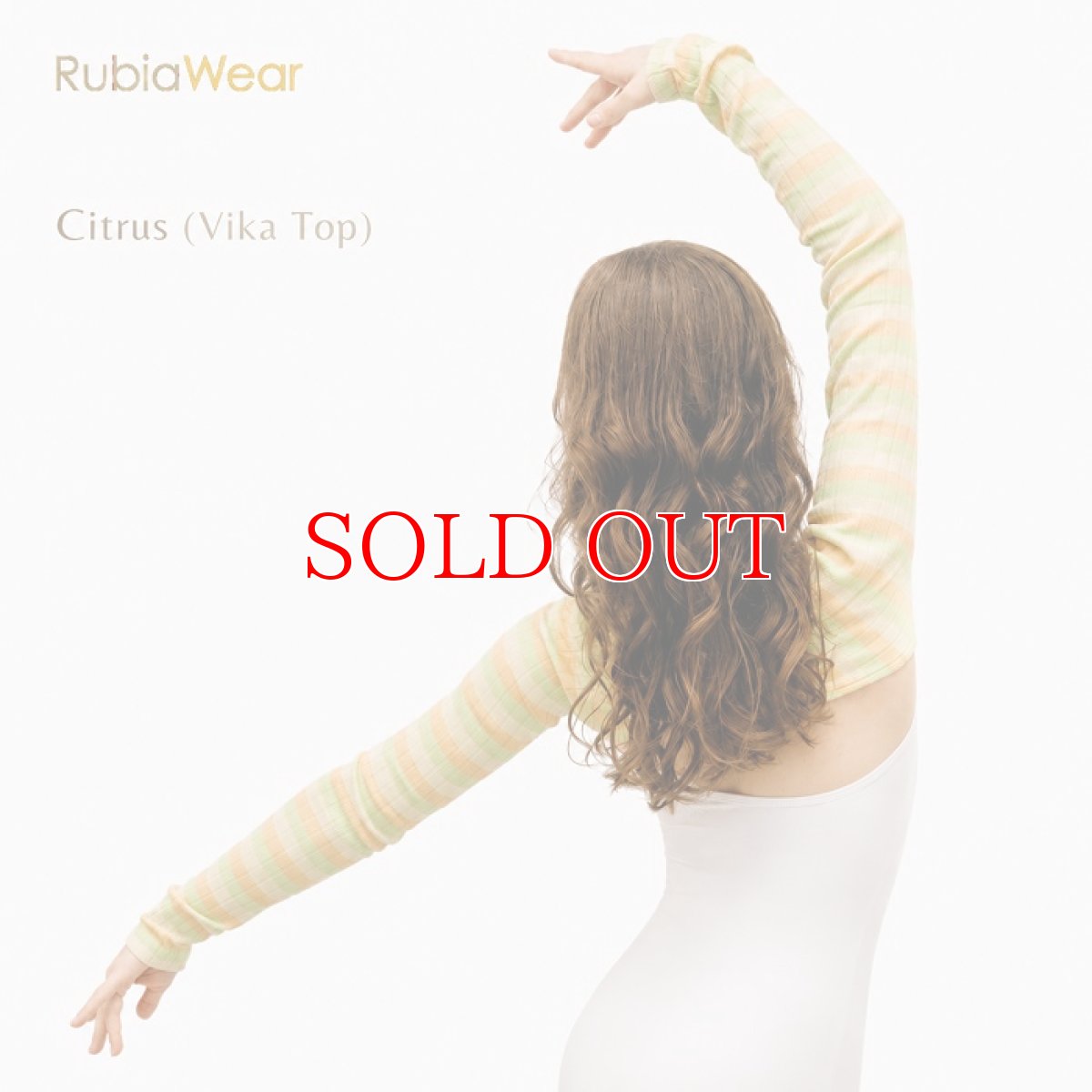 RubiaWear ルビアウェア Citrus Vika Top ピーチ イエロー グリーンストライプ 着用イメージ 背面