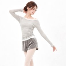 ERELL エレル Sugar Top ライトグレー 深めUネック バレエトップス