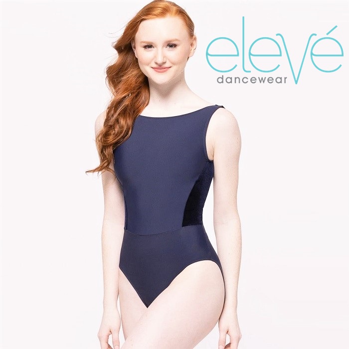 画像1: Eleve Dancewear エレベダンスウェア Allison Dark Navy Velvet レオタード【数量限定】 (1)