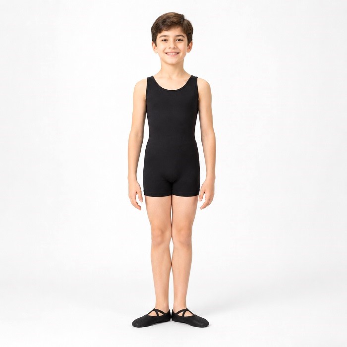 TOMMY トミー ボーイズ バレエ ユニショート 子供用 ブラック 正面