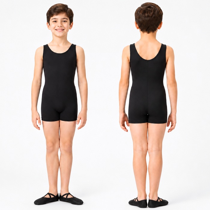 TOMMY トミー ボーイズ バレエ ユニショート 子供用 ブラック 着用イメージ
