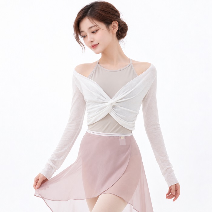 ERELL エレル Hazy Twist Warmer Top クリームホワイト バレエトップス